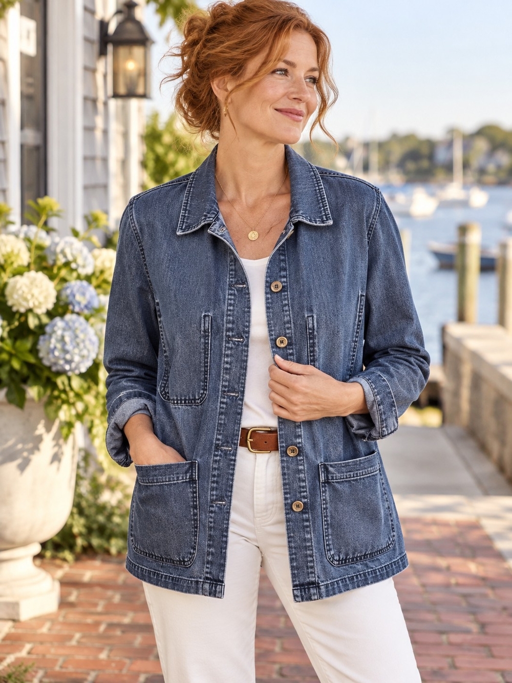 Eileen Fisher Tencel Organic Cotton Denim Shirt Jacket M